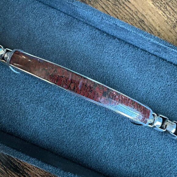 David Yurman Exotic Stone ID Bracelet w/ Red Agate - 7mm - 8.5" - RARE - Picture 4 of 16